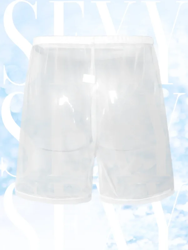 1Pc Sexy Sheer Mesh Men Underwear Fashionable Soft Transparent Home Loose Fit Boxing Pants Sleep Shorts Sleepwear Pajama Pants