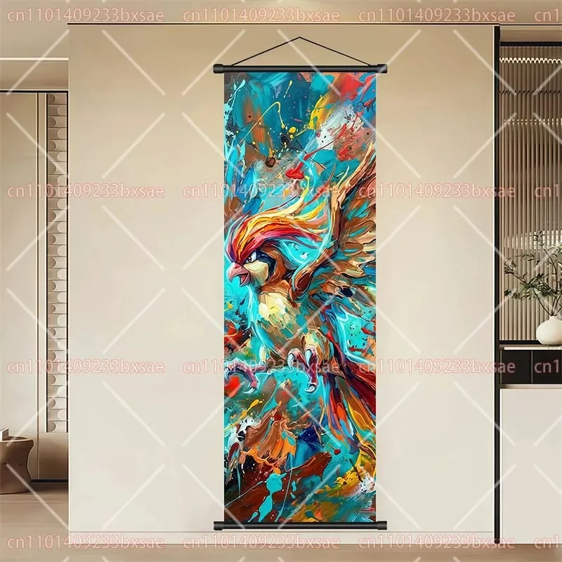 Pokémon Anime HD Scroll Painting Eevee Pikachu Suicune Charizard Mewtwo Διακόσμηση τοίχου με φόντο αφίσα Παιδικό δώρο