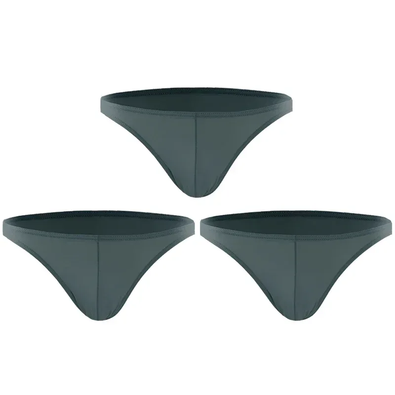 3PCS Summer narrow edge men sports breathable ice silk underpants thin sexy low waist tight seamless small triangle pants