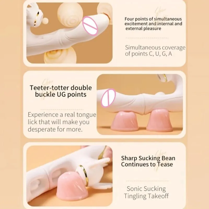 4in1 Thrusting Dildo Vibrator για γυναίκες Θερμαντικός Κηλιδωτής G Picking Clitoris Stimuler Κολπικό μασάζ Παιχνίδια σεξουαλικής επαφής Γυναικείο αυνανισμό