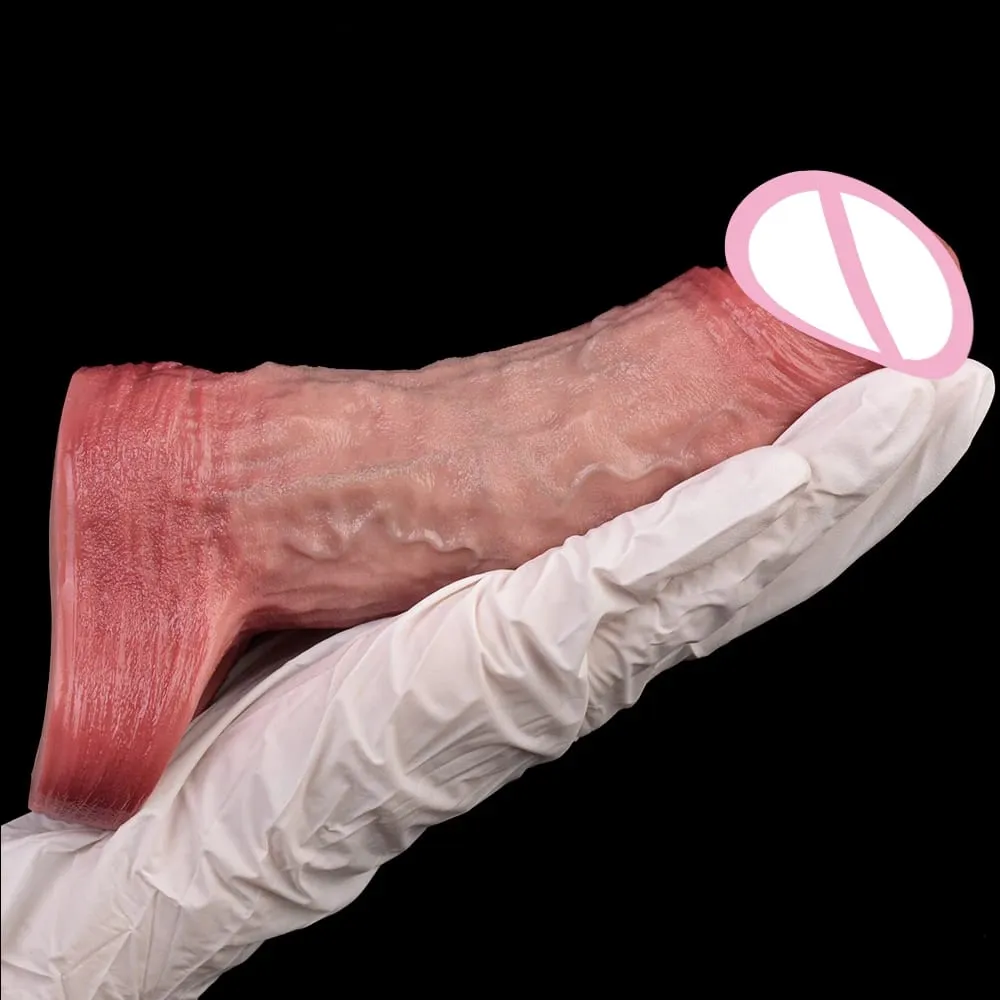 Consolador hueco realista con Control inalámbrico, funda de silicona suave para pene, condón, potenciador de pene masculino, retardante de eyaculación, Juguetes sexuales