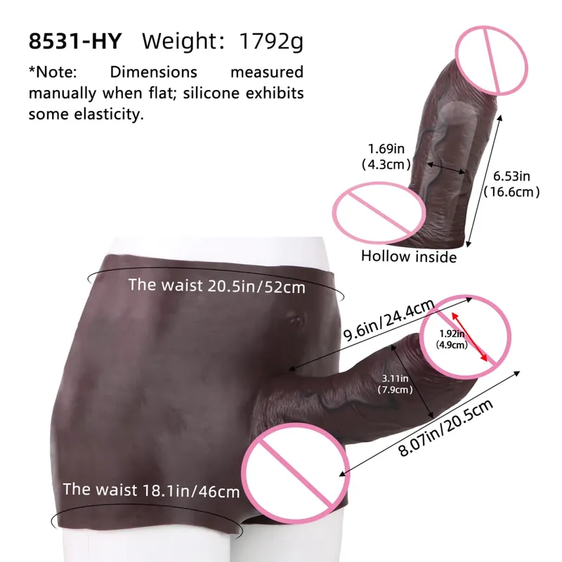Thick Hollow Dildo Male Strap-On Huge Hollow Dildo Dick Extender Silicone Realistic Large Penis Sex Toy For Couples Sex
