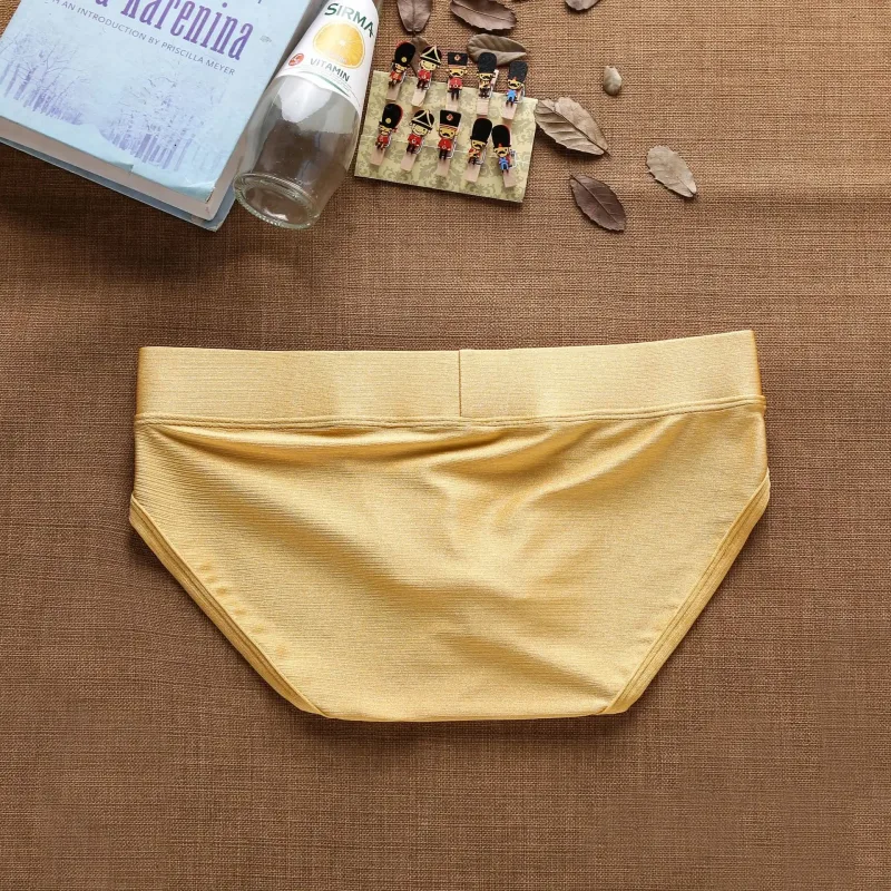 2025Simple, solid color, fashionable, men's low-rise nylon brushed bright briefs AD3-M257