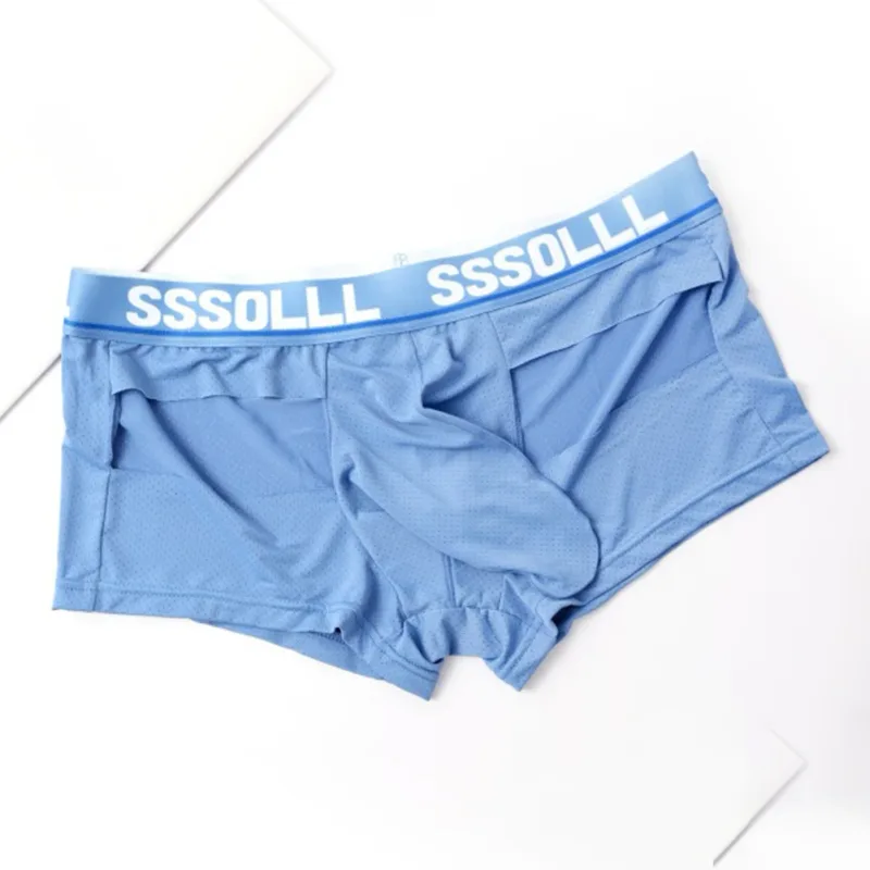 Men Breathable Mesh Boxer Shorts Soft Flat Corner Elephant Nose Trunks Underwear For Daily Wear Classic Letter Print Panties