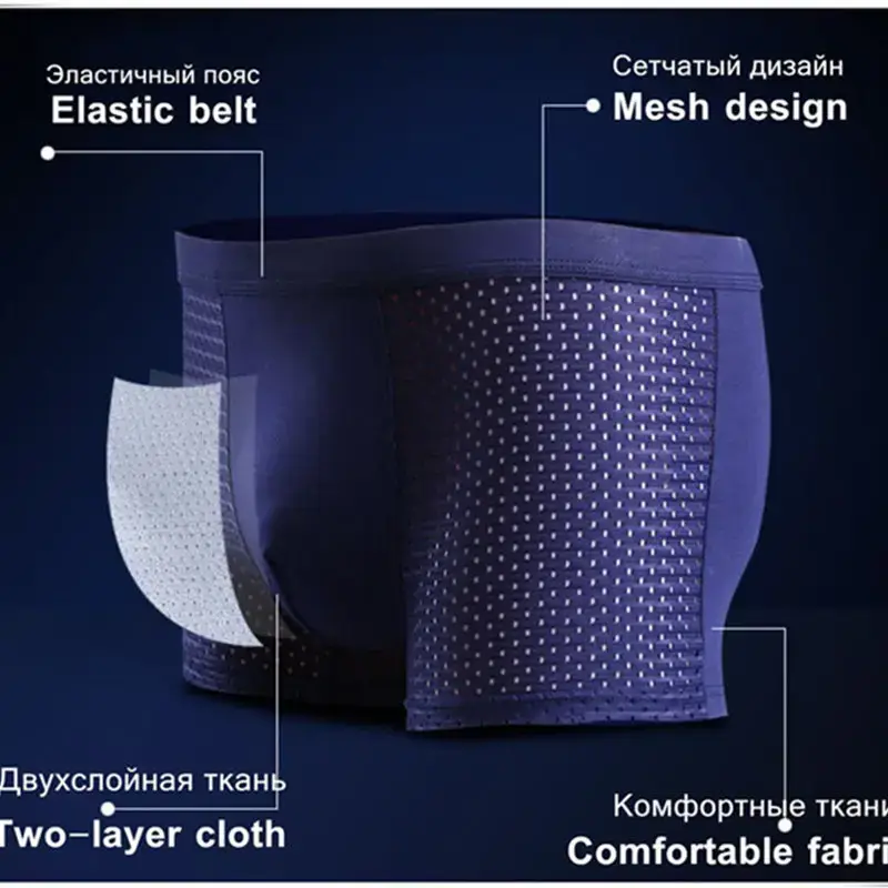 Men's Panties Male Underpants Man Pack Shorts Boxers Underwear Slip Homme Calzoncillos Bamboo Hole Large Size