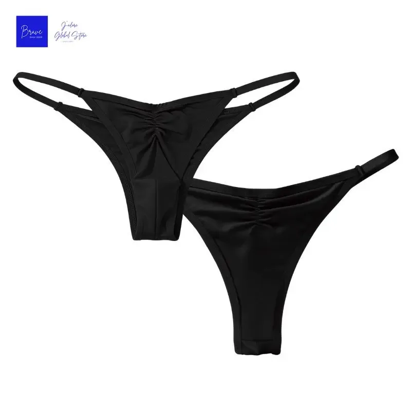 1 Piece Men's Sexy Thong - High Slit Ruched Semi-transparent Ice Silk Fabric Breathable No-Stick Casual Daily Men Underwear