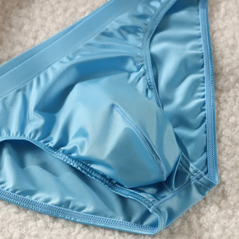 3pcs Men's Ice Silk Briefs Underwear U Pouch Low Waist Ropa Interior Hombre Bikini Mens Slips Cuecas Sissy Panties for Male