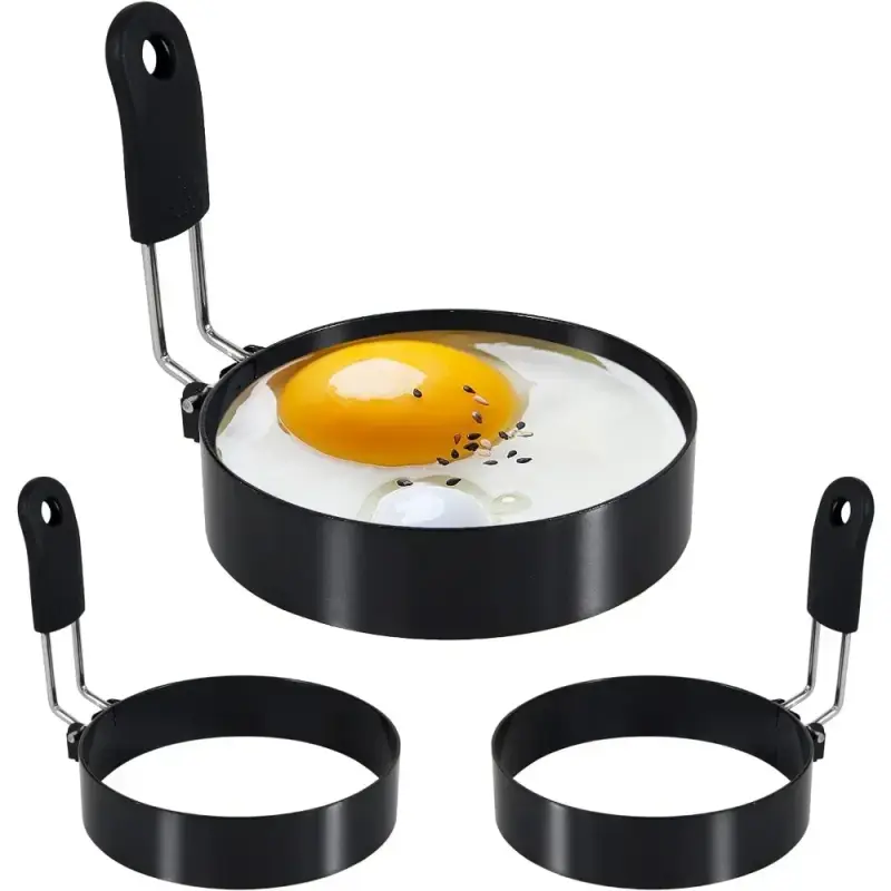 Cincin Goreng Telur Anti Melepuh Baja Tahan Karat Profesional Cetakan Pancake Bulat Antilengket Cetakan Telur Memasak Alat Sandwich Sarapan