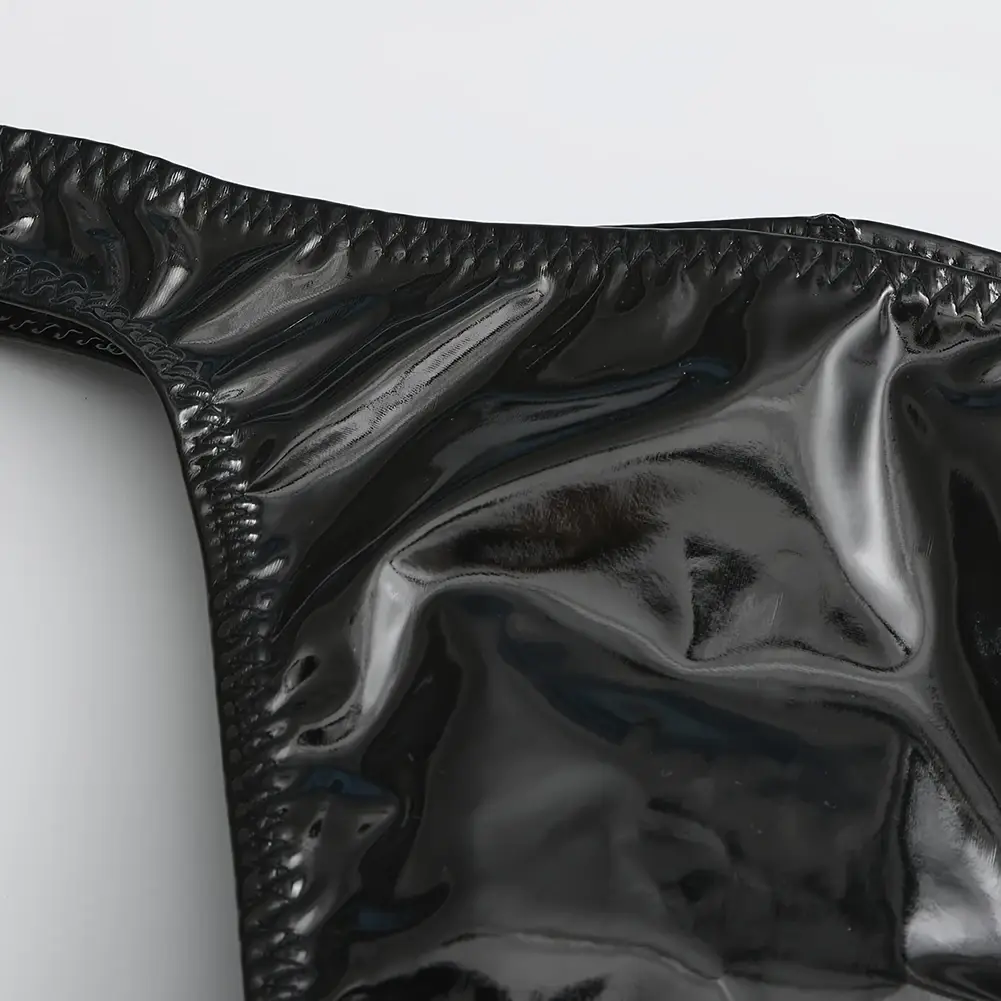 1pc Men Glossy Faux Leather Briefs Bulge Pouch Wide Waist Low Rise Underwear Erotic Lingerie Half-exposed Butt Gay Sissy Briefs