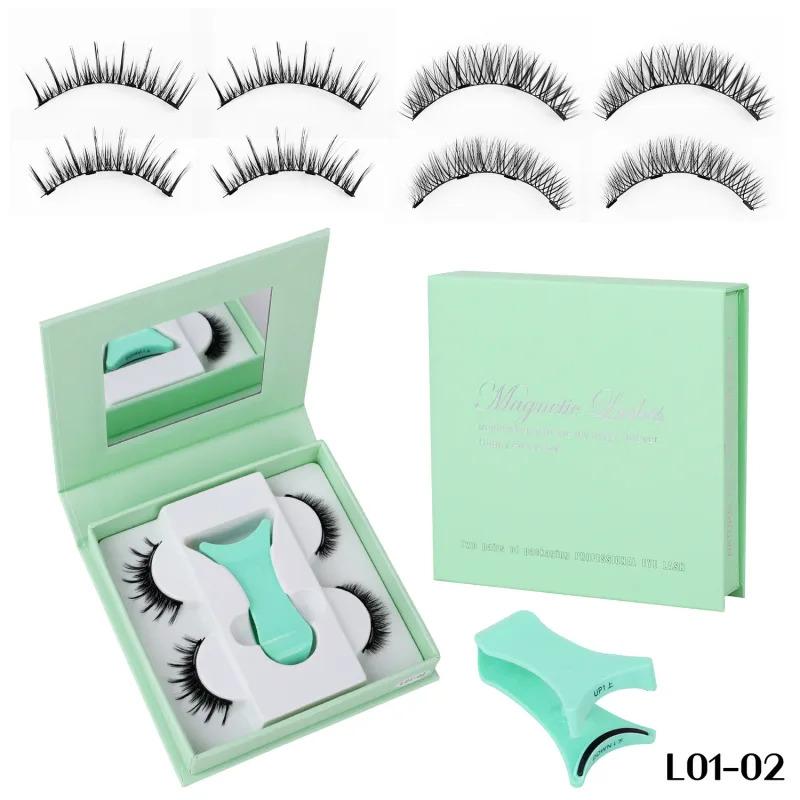 2 ζεύγη μαγνητικές ψεύτικες βλεφαρίδες Natural Wispy Μαγνητικές βλεφαρίδες Φορητή θήκη all-in-one επαναχρησιμοποιήσιμη χωρίς κόλλα Βλεφαρίδες ματιών Προσαρμοσμένες
