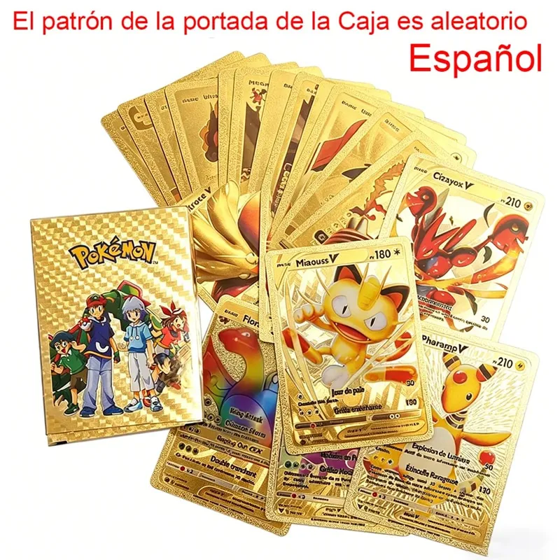 55 τεμάχια Pokemon Cards Vmax GX Gold Foil Flash Box Party Διαδραστικό παιχνίδι Αγγλικά Ισπανικά Πολύχρωμο Παιχνίδι Συλλογή Κάρτας Δώρο
