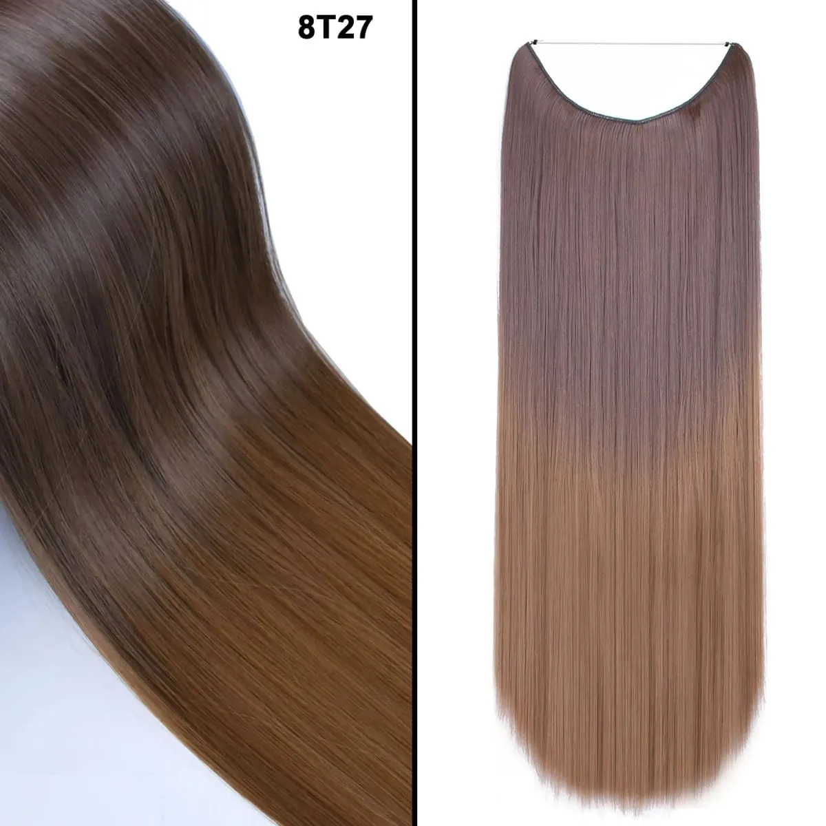 Jeedou Wavy Hair Extension Elasticity Invisible Wire Fish Line One Piece No Clips Synthetic Hairpieces Ombre Color For Ladies