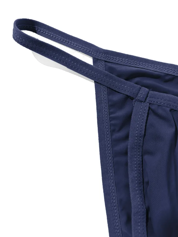 1PC Men's Sexy Low-Waist Briefs with Large Pouch Single Color Thin Belt Comfortable Thin Design for Summer Pure Color Underwear
