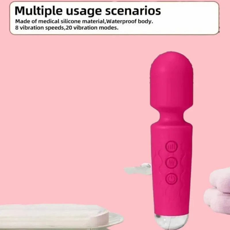 20 מהירויות שרביט קסמים ויברטור G-Spot ממריץ דגדגן נטענת לעיסוי עמיד למים צעצוע מין לנשים