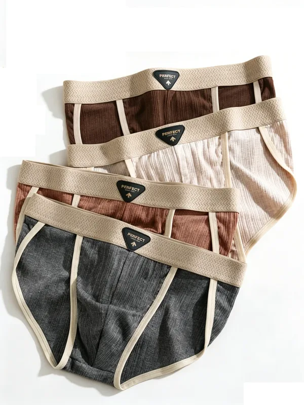 4pcs/set Men's Cotton Briefs Fashionable U Convex Pouch Underwear Soft Breathable Mid Rise Triangle Panties Plus Size L-4XL