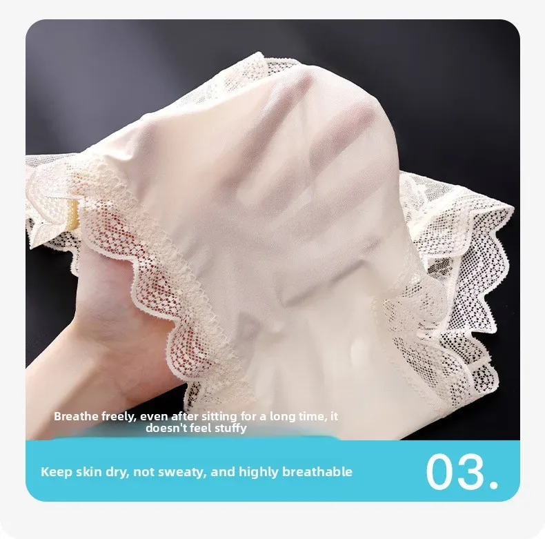 Men Sexy Luxury Ice Silk Briefs Scalloped Floral Lace Splicing 3D Contour Pouch Ultra Thin High Elastic Nightwear Underwear