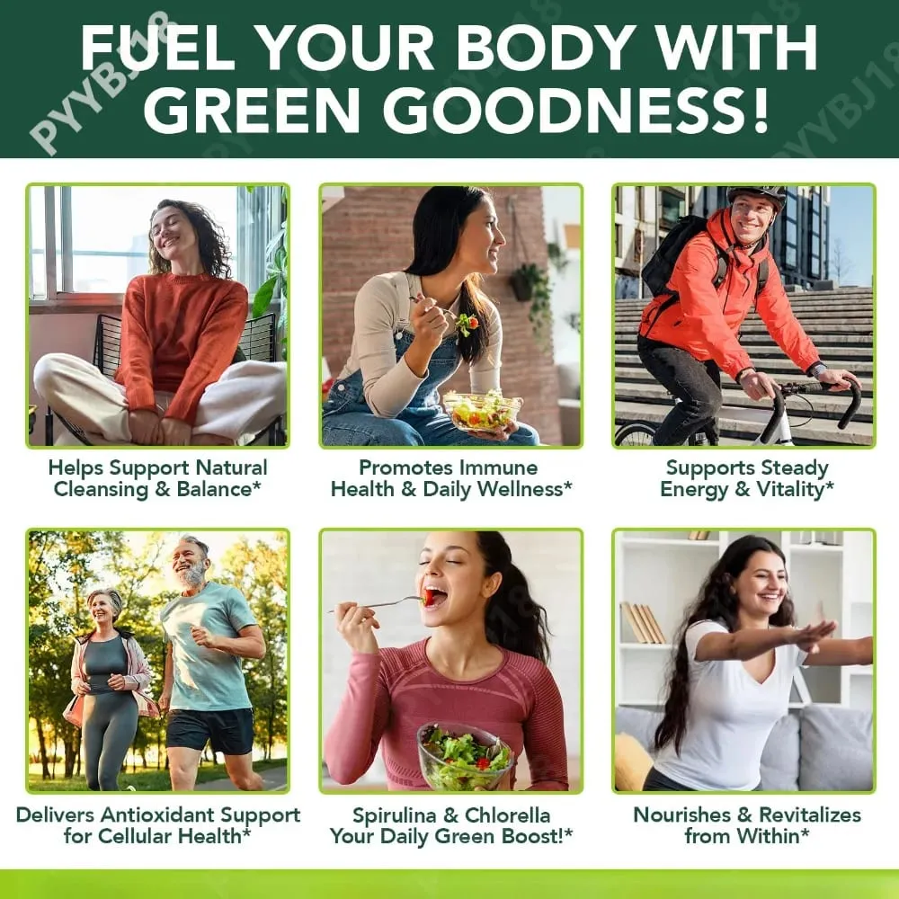Solo Tree Spirulina Chlorella Softgels with Organic Microalgae Vitamin B6 B12 Digestive Balance & Immune Support 300 Softgels