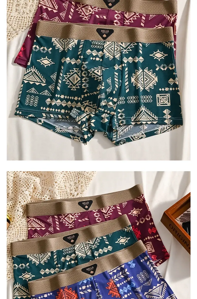 3Pcs Boxer Shorts Men's Underwear Ice Silk Underpants Sexy Panties 3A Antibacterial Breathable Elastic Lingerie Plus Size L-6XL