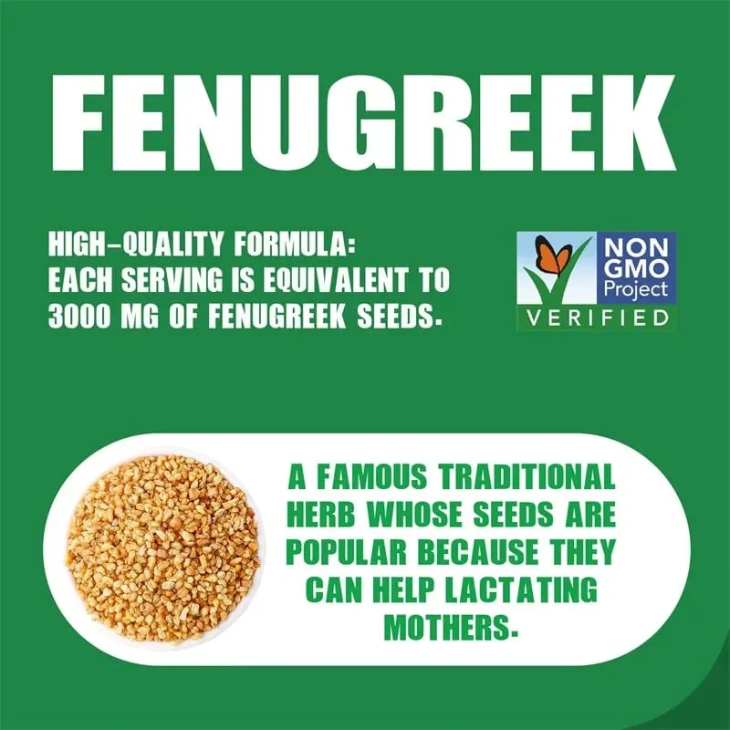 Fenugreek 3000MG - Angkop para sa mga Inang Nagpapasuso sa Pagbuo ng Dibdib Pinahusay na Sirkulasyon - Mayaman sa Protein at Bitamina