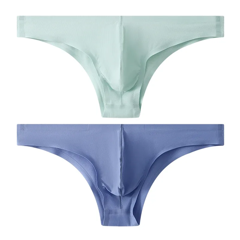 Half Hip Small Triangle Men's Underwear Low Waist Sexy Young Men Ice Silk Seamless Briefs Summer Lightweight Breathable Panties