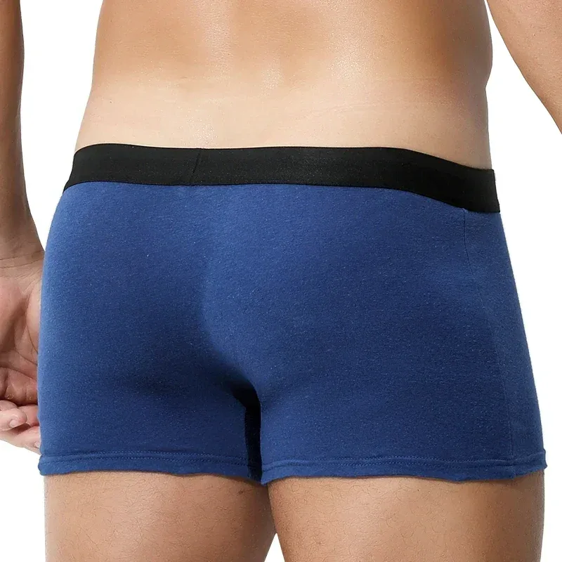 3PCS Pure Cotton Men's Underwear, Men's Boxer Briefs, Youth Pure Color Mid-Waist Boxer Briefs, Breathable Cotton Factory