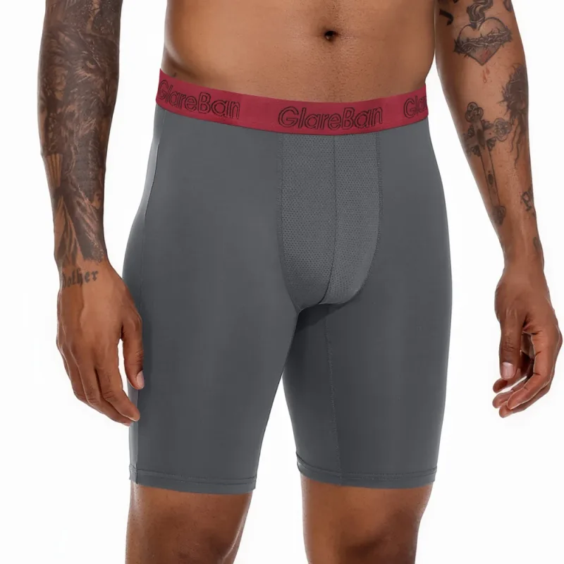 4 Stück gemischte Farben, schnell trocknende Boxershorts mit langem Bein, Unterhose, Unterwäsche für Zuhause und Sport, hochwertige Herrenhöschen