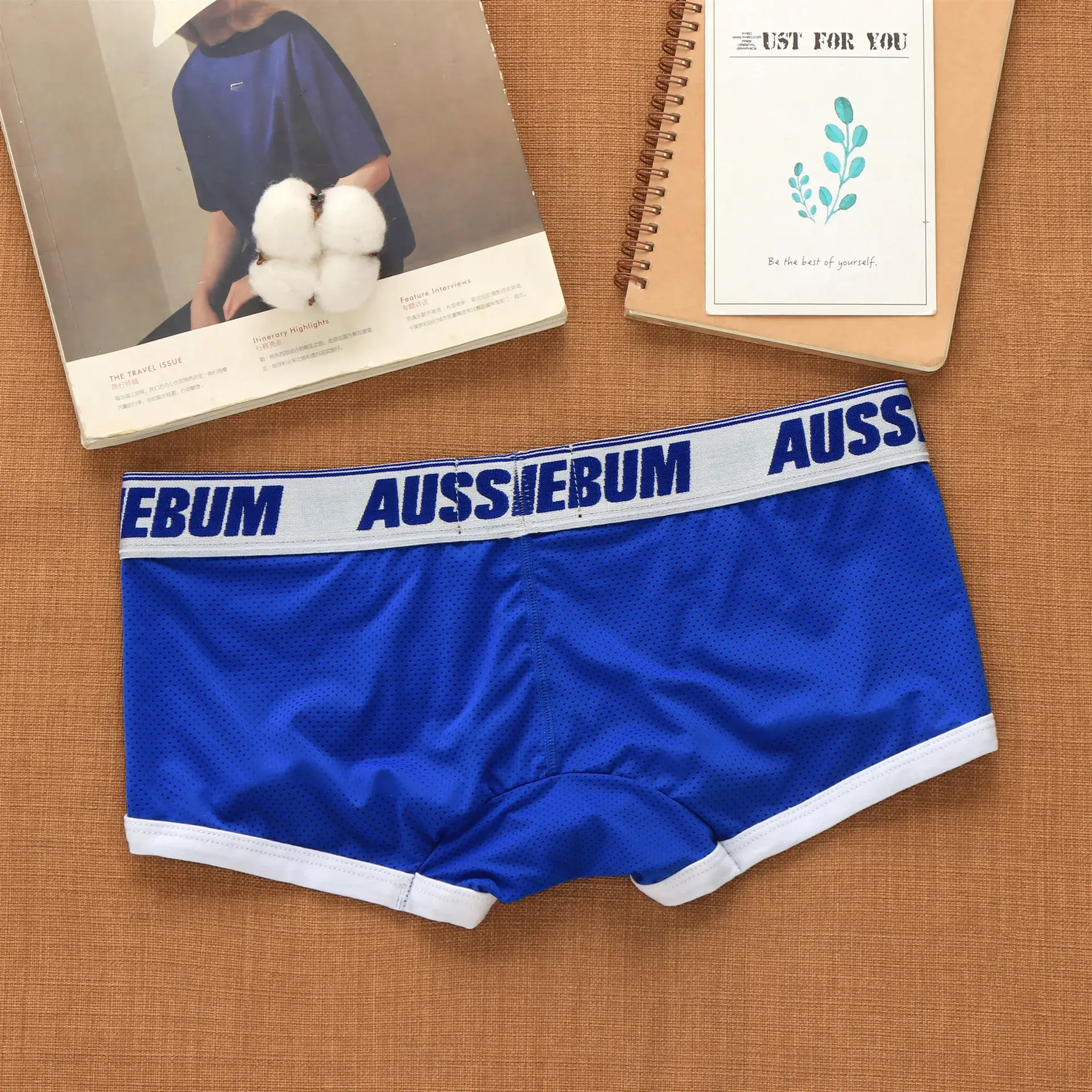 Men's mesh panties low waist fashion breathable mesh nest letter youth boxers