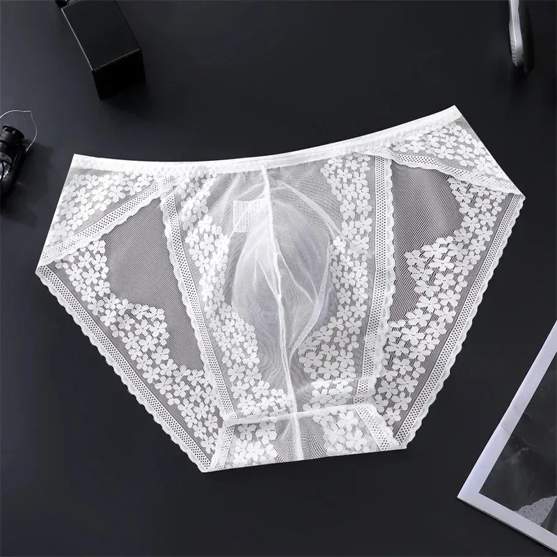 Men Ice Silk Lace Underwear 3D Convex Bag Plus Size Sexy Lingerie Calzoncillos Hombre Tangas Breathable Male Sleepwear