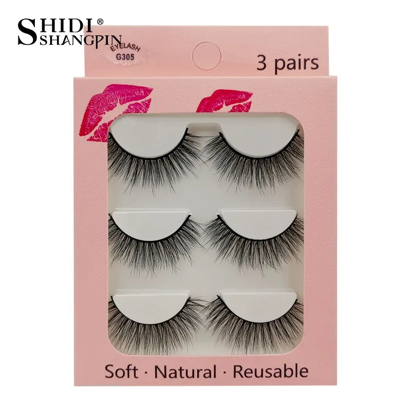 Faux Cils 3 Pairs Ψεύτικες Βλεφαρίδες Φυσικές μακριές 3D Βιζόν Βλεφαρίδες Απαλές Αφράτες Χειροποίητες Ψεύτικες Βλεφαρίδες Εργαλεία Μακιγιάζ Ματιών Maquiagem