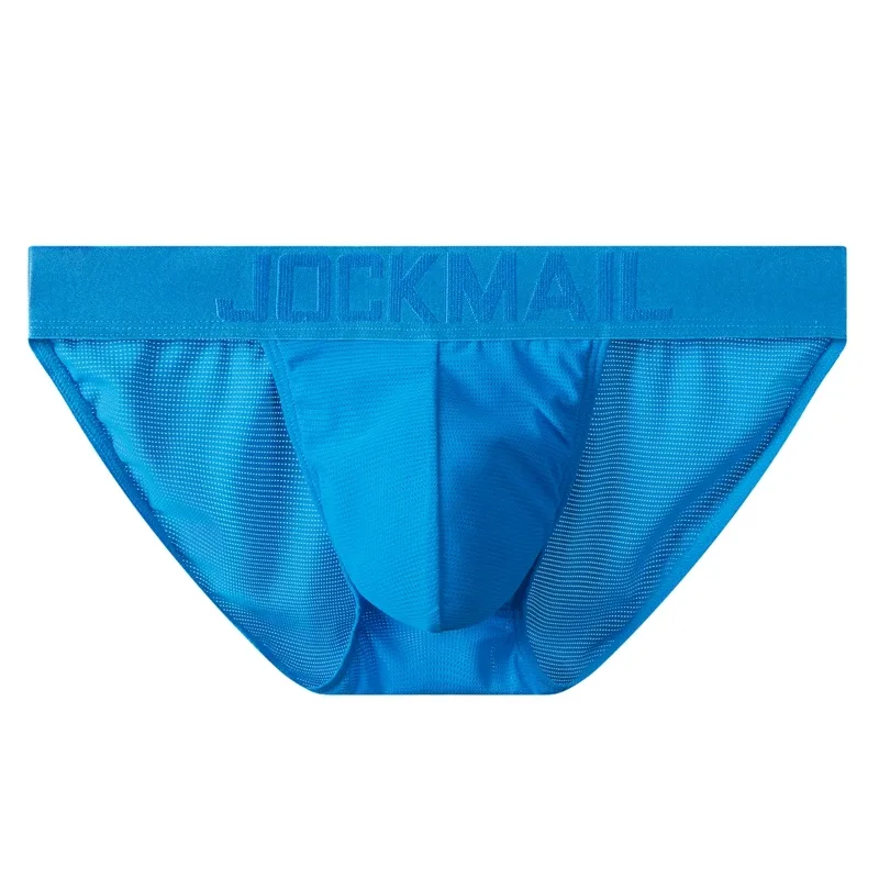 Jockmail Mans Underwear Gay Brief Nylon Mesh Sexy Low Waist Ropa Interior Hombre Letter Embroidery Sissy Panties Male Lingerie