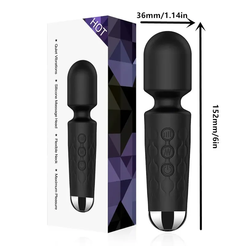 20 מהירויות שרביט קסמים ויברטור G-Spot ממריץ דגדגן נטענת לעיסוי עמיד למים צעצוע מין לנשים