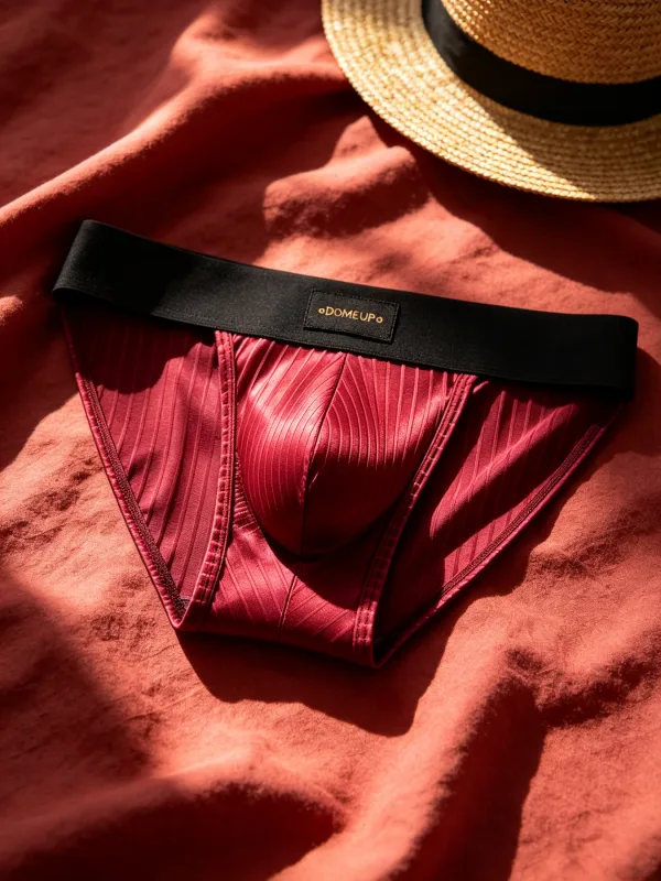 Men Underwear Shiny Striped Triangle Briefs Front Bulge Pouch Sexy Low Rise Slim Fit Daily Mens Underpants DP915