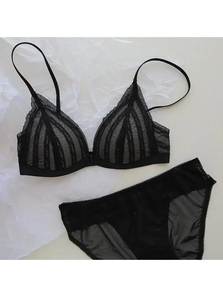 Push Up melltartó kis mellekhez - Elöl Csipke Bralette Wireless Demi Triangle Cup Szexi fehérnemű Vékony Demi Cup Kis mellkas