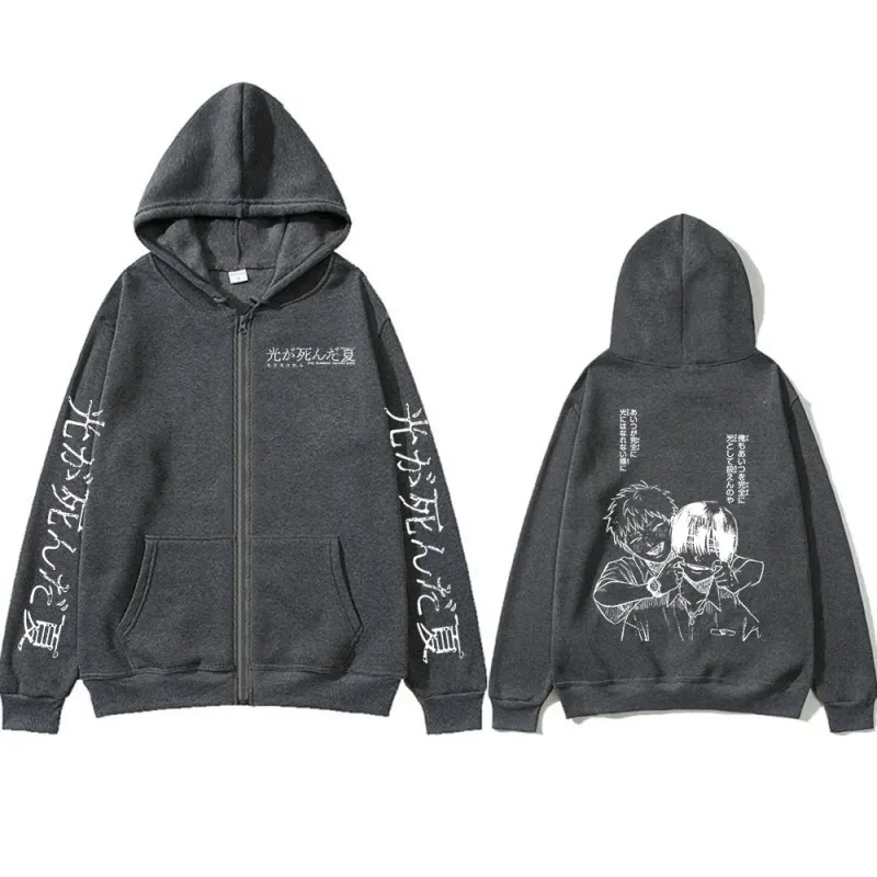 Anime The Summer Hikaru Died Zipper Hoodies Hikaru Yoshiki Manga Zip Up Hooded Sweatshirts Men Long Sleeves Hoodie Jackets Coats