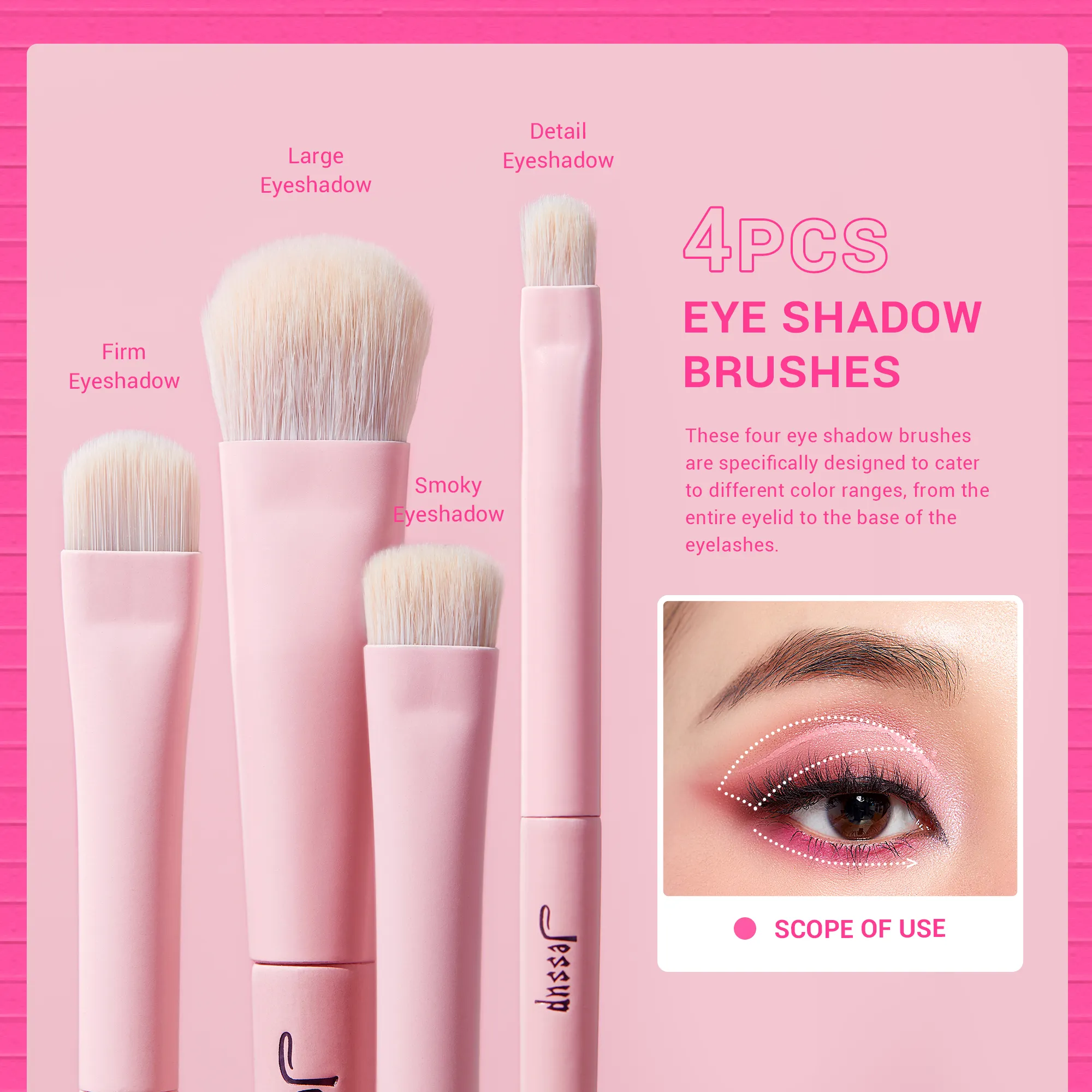 Jessup Eyeshadow Brush Set Pink Eye Makeup Brushes Concealer Brush Premium Vegan Eyeshadow liner Blending Brush para sa Makeup T496