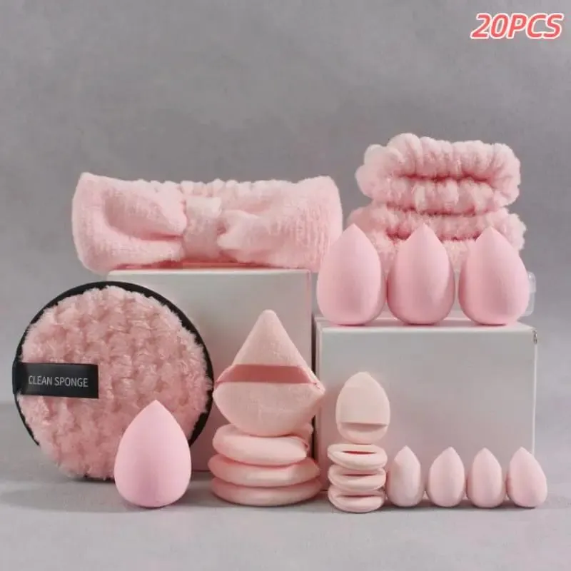 20 33Pcs Buong Makeup Tool Set na May Puff Brush Beauty Sponge Para sa Makeup Applying At Pag-alis ng Pang-araw-araw na Paggamit