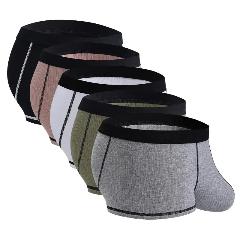 Men's Large Scrotal Pouch Underwear Stretch Solid Low Rise Boxer Shorts Breathable U Bugle Pouch Underpant Comfortable Trunk