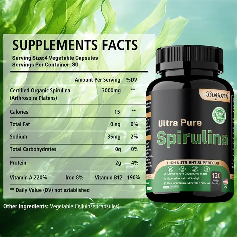 Organic Spirulina - Detoxification Immune System Cardiovascular Antioxidant Nagpapabuti ng Digestive Health