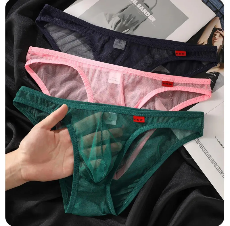 Men's Underwear Ultra-Thin Mesh Transparent Triangular Briefs Sexy Underpanties