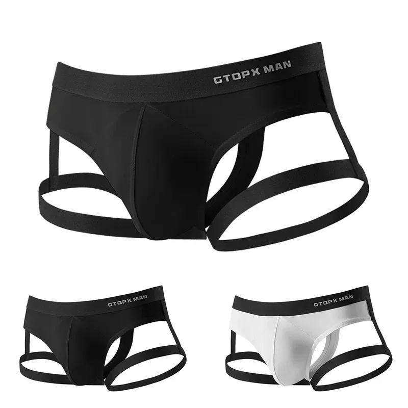 Sexy Men's Jockstrap Breathable Panties Bulge Pouch Briefs Elastic Backless Jockstrap Briefs Underpants Underwear Pump Man