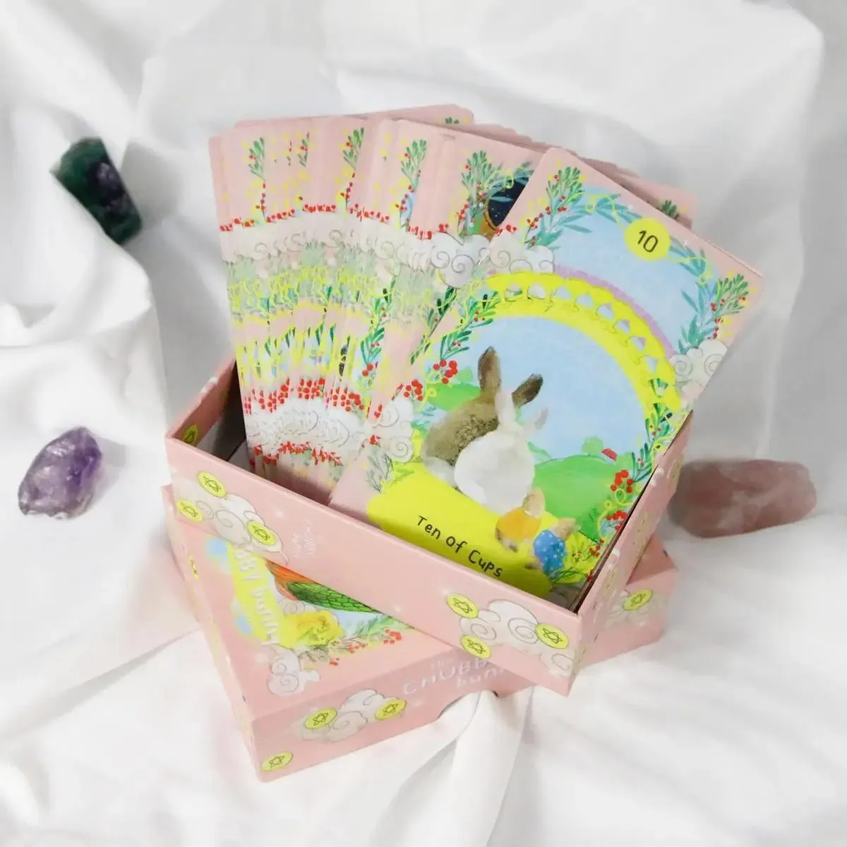12*7 cm-es Chubby Bunny Tarot 78 lapos pakli aranyos nyuszikkal, 2,75 x 4,75 hüvelykes csomagolású merev doboz