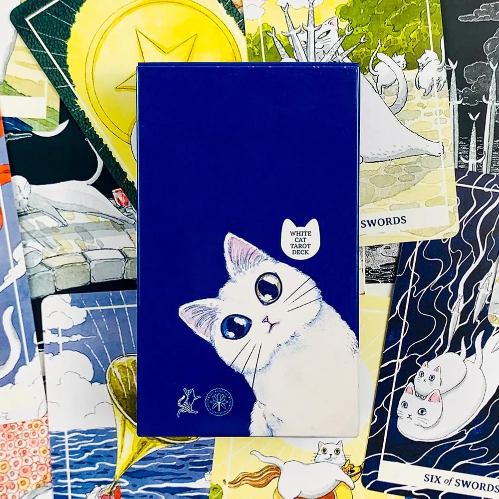 New White Cat Tarot Deck A 78 Edition-Themed Cat-Themed Borad Game For Cat Lovers Εξαιρετικό για μαντεία Διαλογισμό και παιχνίδια πάρτι