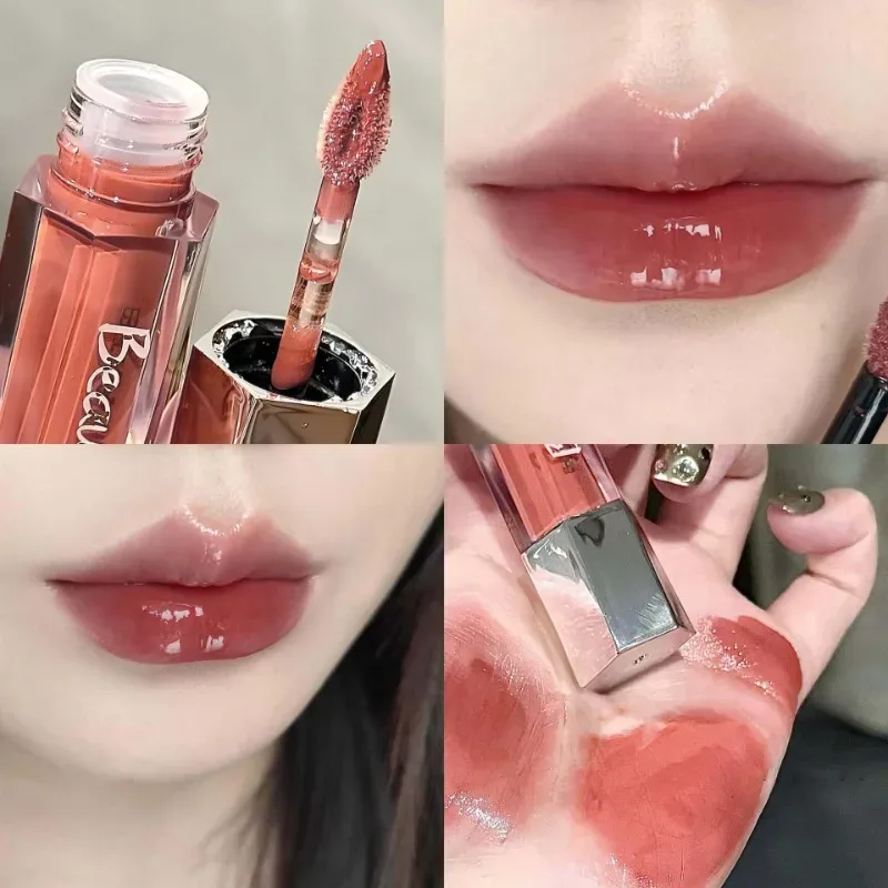 Ice διάφανο καφέ Lip Gloss Ενυδατικό γυαλιστερό υγρό κραγιόν Nude Water Light Glass Mirror Lip Glaze Μακιγιάζ μακράς διαρκείας