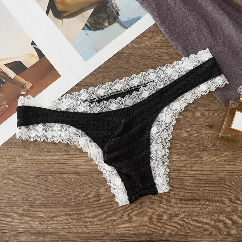 Men's Sexy Lace Briefs Underwear Bulge Pouch Very Hot Lingerie Low Waist Bikini Sexy Accessories Hot Underpant Unisex Panties