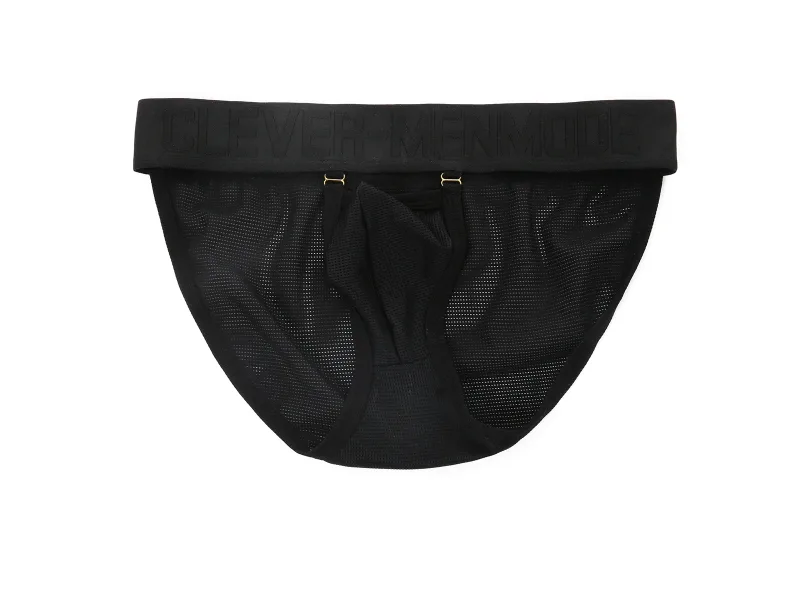 Mesh Underwear Men Sexy Briefs Buckle Bulge Pouch See‑Through Underpants Male Sheer Lingerie Panties