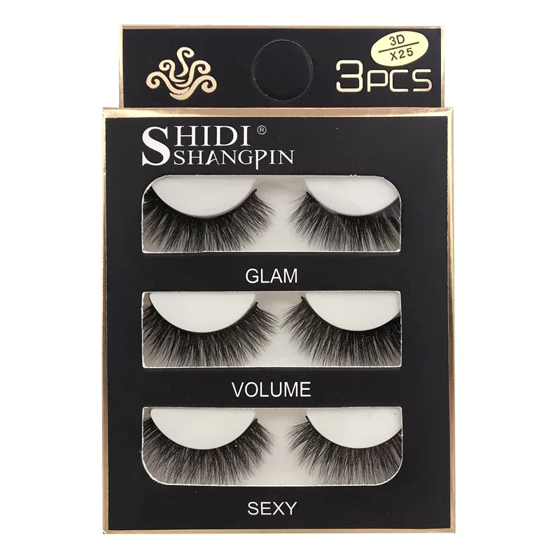 Faux Cils 3 Pairs Ψεύτικες Βλεφαρίδες Φυσικές μακριές 3D Βιζόν Βλεφαρίδες Απαλές Αφράτες Χειροποίητες Ψεύτικες Βλεφαρίδες Εργαλεία Μακιγιάζ Ματιών Maquiagem