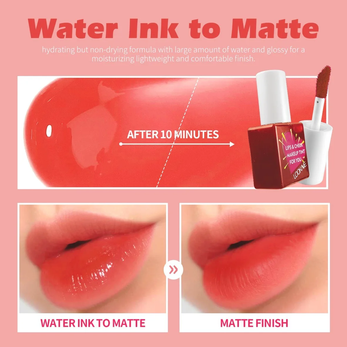 Lip Cheek Water Tint Matte Lip Stain Ενυδατικό Fruit Liquid Lipstick Blush 6 Χρώμα Lip Gloss Αδιάβροχα Καλλυντικά μακράς διαρκείας