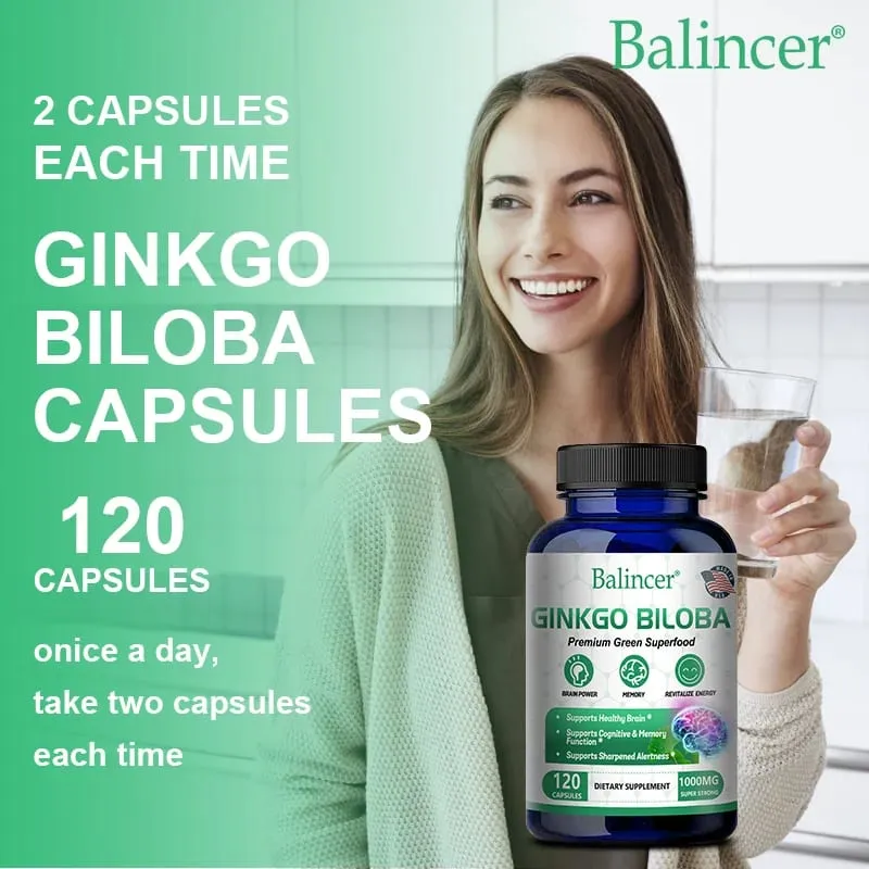 Ginkgo Biloba Extra Strength 1000mg Per Serving - Supports Brain Function and Memory Support 120 Vegetarian Capsules