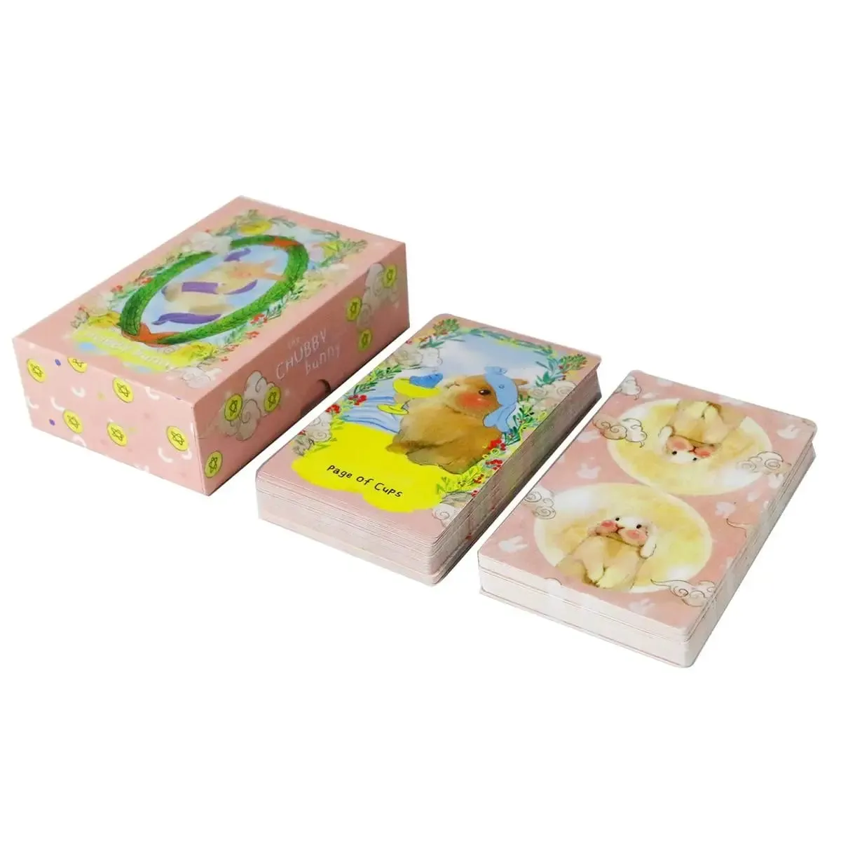 12*7 cm-es Chubby Bunny Tarot 78 lapos pakli aranyos nyuszikkal, 2,75 x 4,75 hüvelykes csomagolású merev doboz
