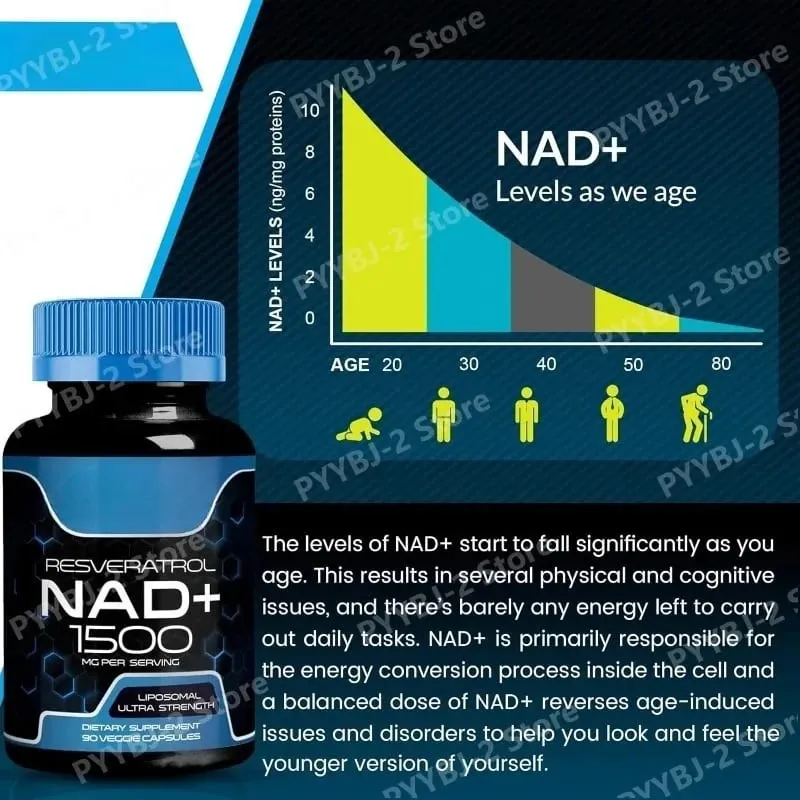 NAD + Viên Với Resveratrol Thảo Dược Bổ Sung Chất Chống Oxy Hóa Hỗ Trợ Sức Khỏe Tế Bào Năng Lượng & Chống Lão Hóa Dành Cho Nữ 90 Miếng — image 4